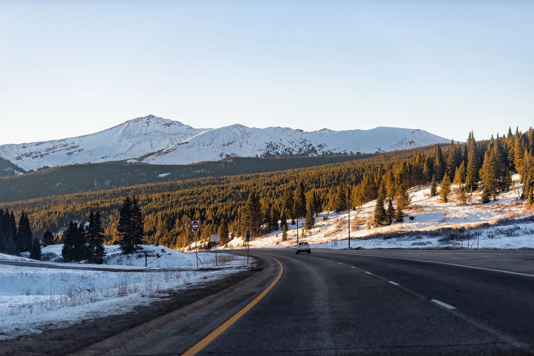 Alpine highway leading to Vail Colorado